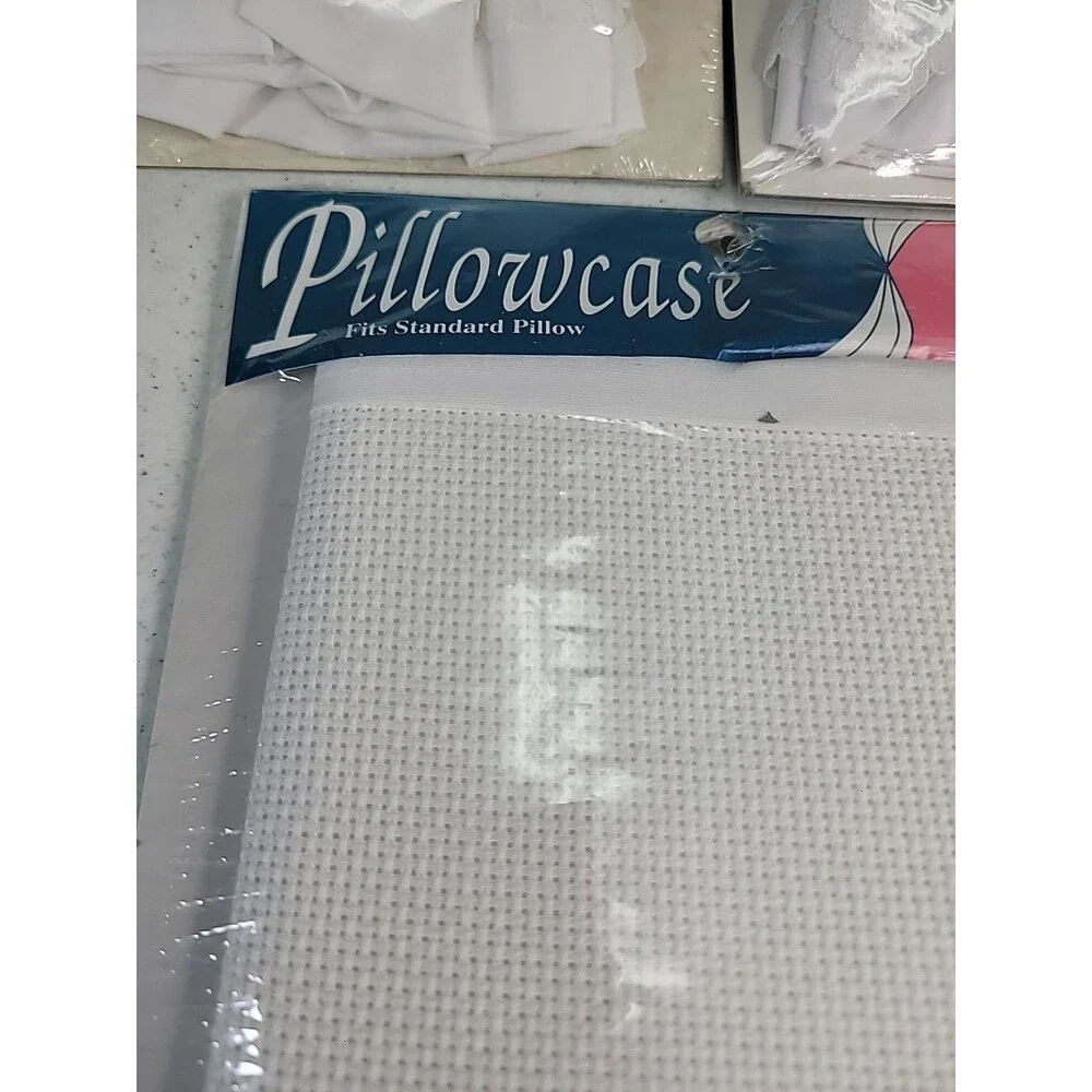 1 Pillowcase And 2 Pillow  Sham Embroidery Cross Stitch New